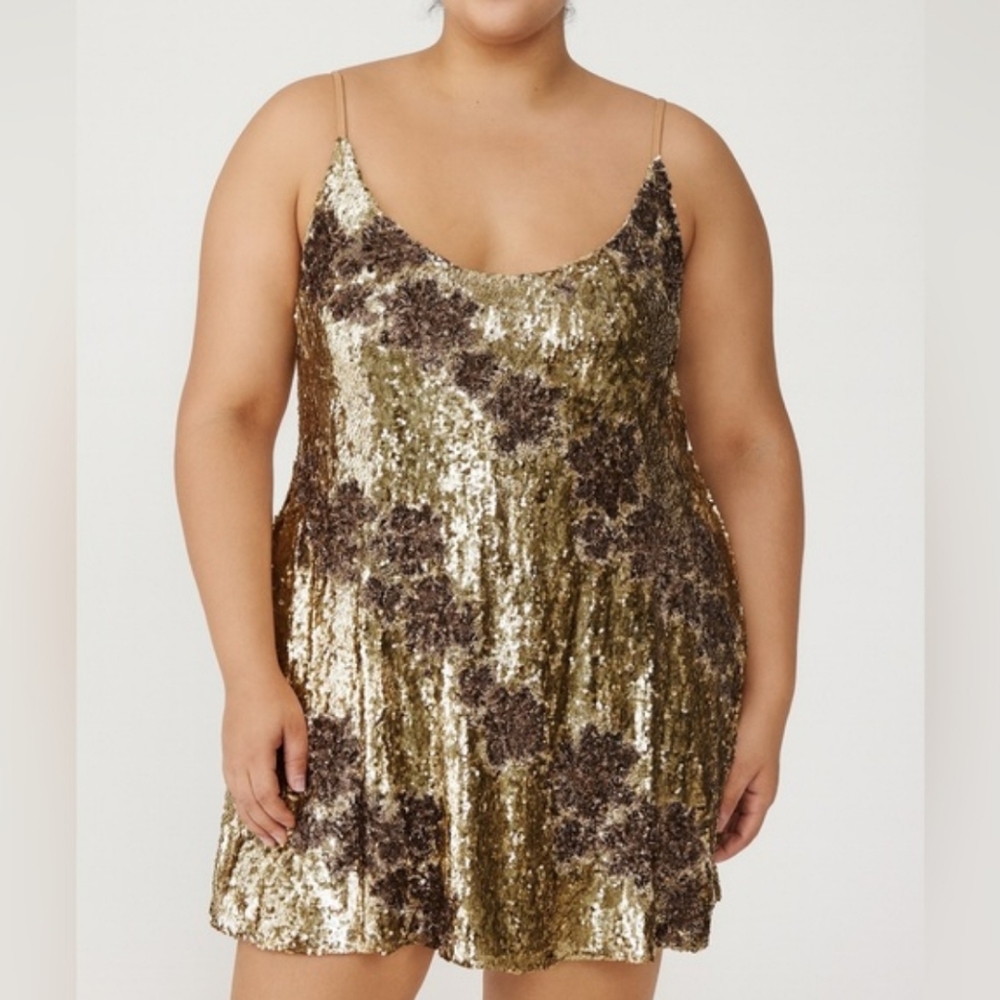 ARULA Gold and Bronze Sequin Slip Dress Size C (3X) Birthday Party Dress - Picture 6 of 6